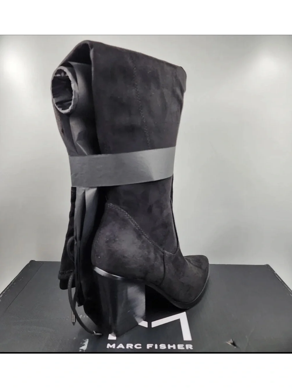 Marc Fisher Black Over-the-Knee Block Heel Boots